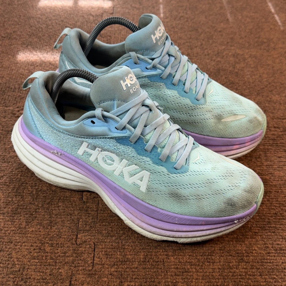 Hoka Bondi 8 Women Running Shoes Blue Purple Cushioned Sneaker 10B 1279522